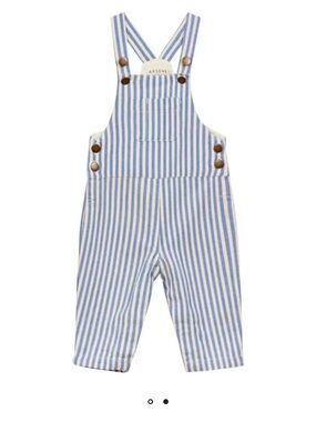Blue & White Striped Kids Overalls